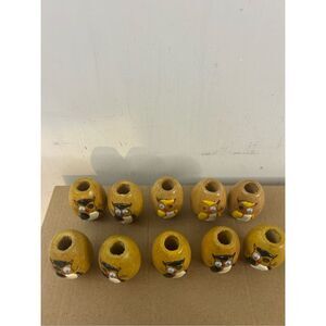 Macrame wooden barrel brown craft beads owls 10 cottage core lot